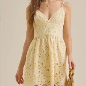 Altar'd State Cream Eyelet Mini Sundress